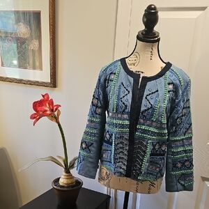 Simply Styled Multi-Colored Embroidered Jacket, Women's Size 2P